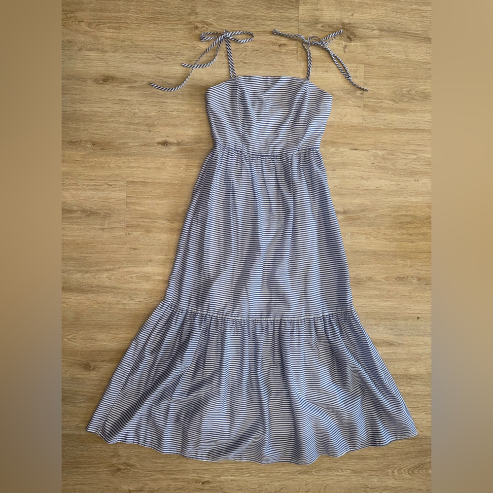 Gianni Bini Blue and White Stripes Shoulder Tie Maci Sun Dress - Size 2